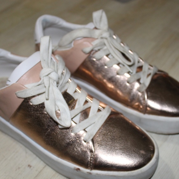 Zara | Shoes | Zara Rose Gold Sneakers 